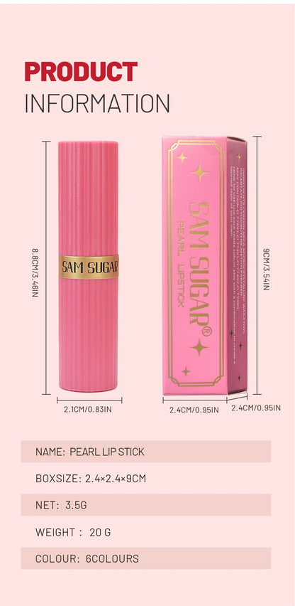 Pearlescent Pink Glitter Velvet Lipstick Waterproof Long Lasting Matte Lip Color