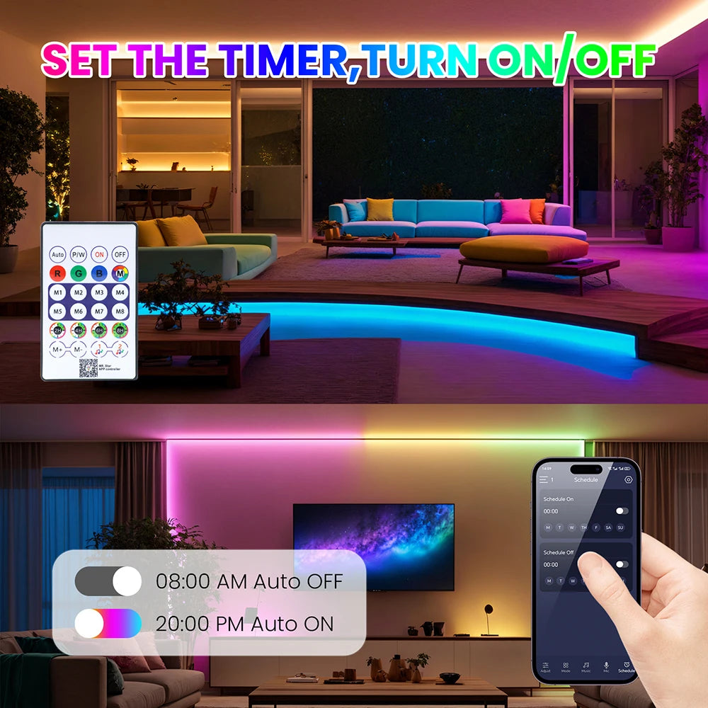 360 Round WS2812B WS2811 Neon LED Strip Kit 5V Bluetooth Addressable RGB IP67