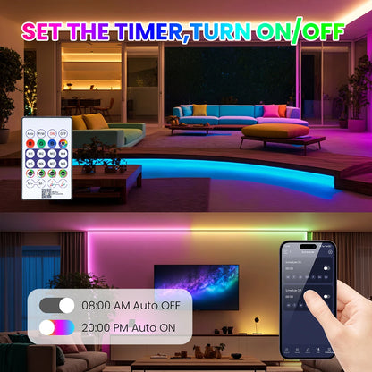 360 Round WS2812B WS2811 Neon LED Strip Kit 5V Bluetooth Addressable RGB IP67