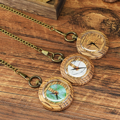 Customized Wooden Pocket Watch Bamboo Quartz Analog