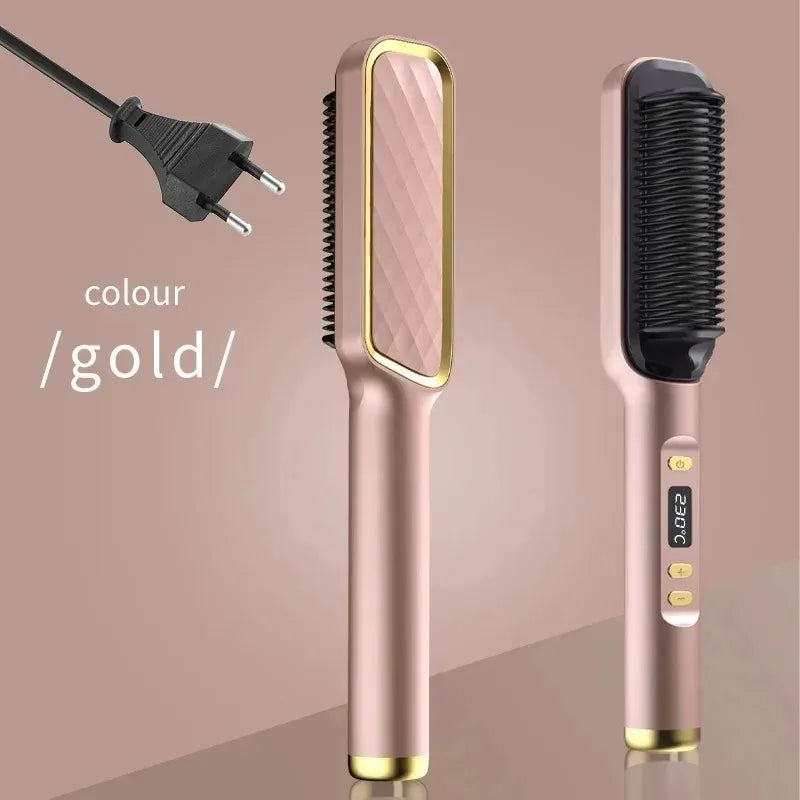 Hair Straightener Brush Electric Hot Comb For Dry And Wet Hair Curly Styling