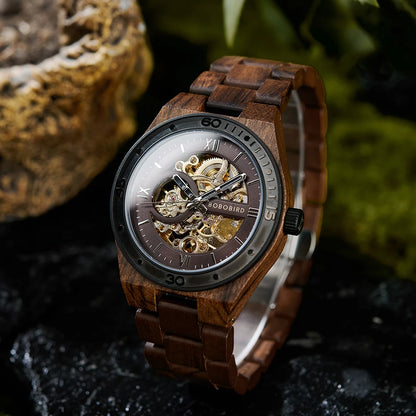Bobo Bird Mechanical Wooden Wristwatch For Men Luxury Gift