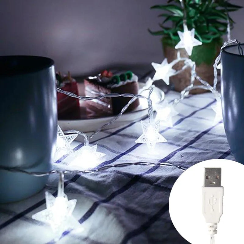 LED String Lights Outdoor Star Chain Lights Fairy Lights Christmas Decor