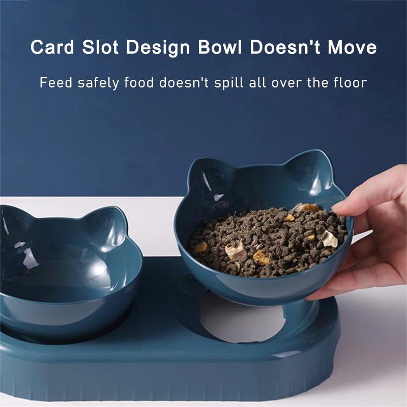 Automatic Cat Feeder And Water Dispenser Double Bowl With Anti Slip Base