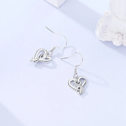 Romantic 925 Sterling Silver Heart Infinity Wrap Ring Necklace Earrings Set Crystal Jewelry Engagement Date Gifts