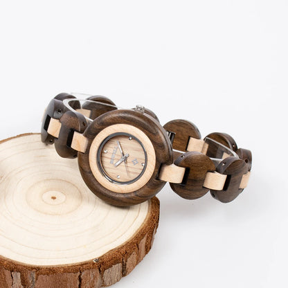 Natural Wooden Women Watch Handmade Quartz Wood Wristwatch
