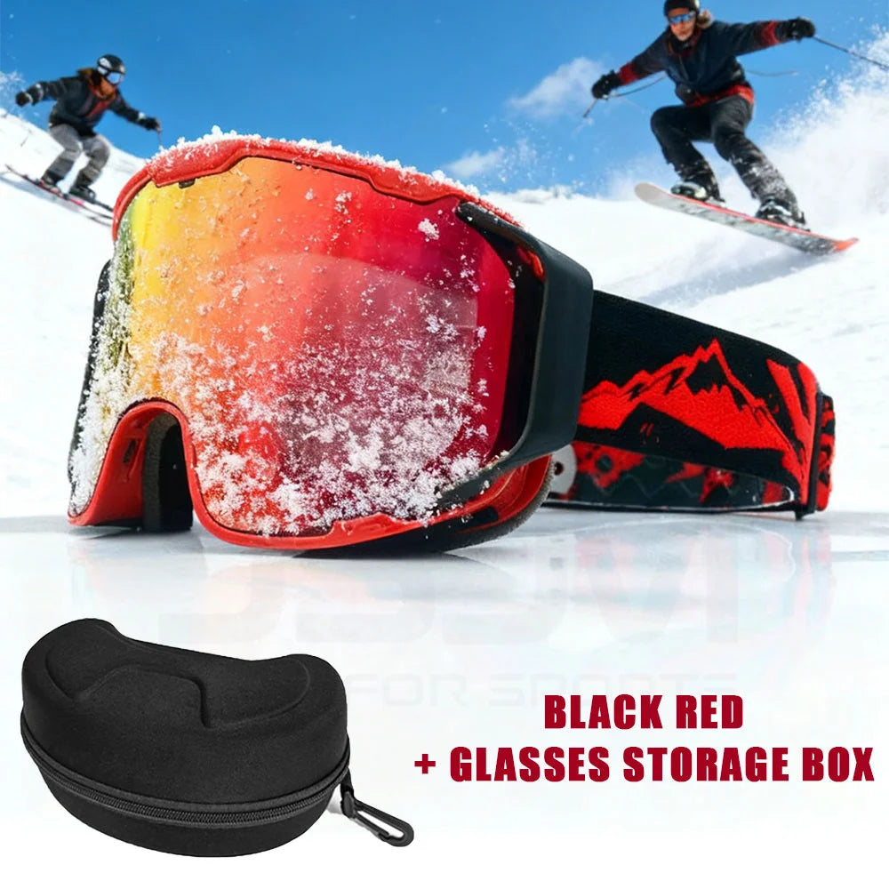 JSJM Double Layer Anti Fog Ski Goggles UV400 Protection for Snowboard Snowmobile