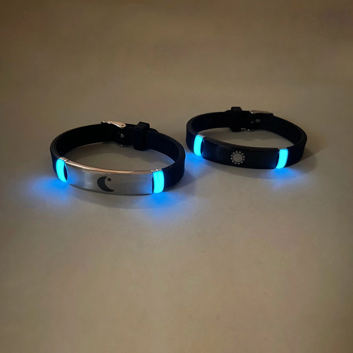 Sun Moon Stars Silicone Couple Bracelets 2 Piece Set