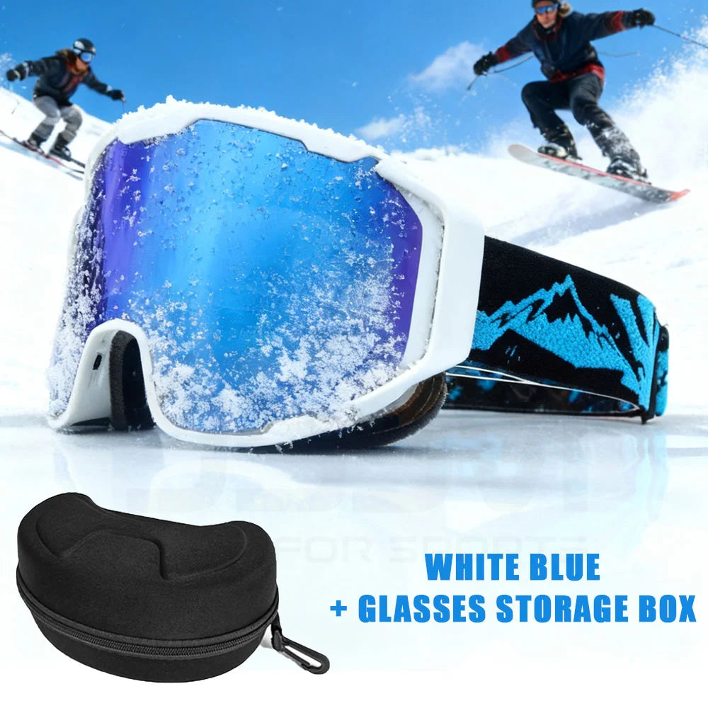 JSJM Double Layer Anti Fog Ski Goggles UV400 Protection for Snowboard Snowmobile