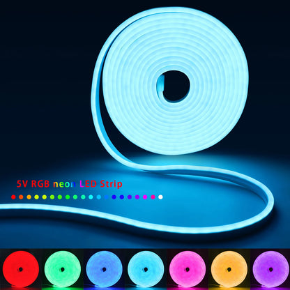 USB RGB Neon LED Strip 1m 2m 3m 5m WiFi 5V RGB Strip Compatible With Tuya Smart Life Alexa For Game Room Neon Decor