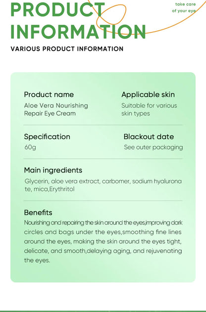 SADOER Aloe Vera Eye Cream For Dark Circles And Puffiness Moisturizing