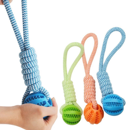 Dog Tooth Cleaning Ball Toy With Rope Rubber Chew Toy For All Sizes