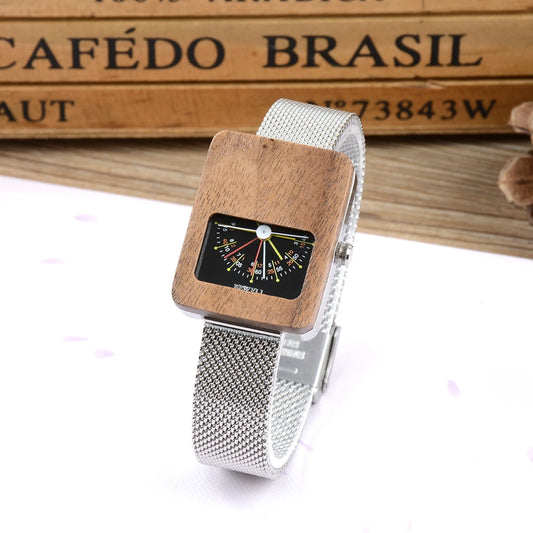 Square Ladies Quartz Watch Stainless Steel Timepiece