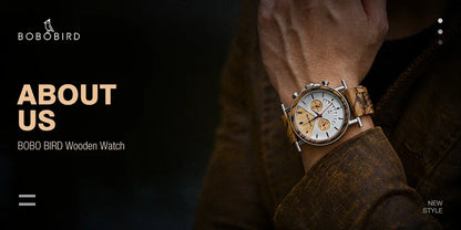 Bobo Bird Wood Watch For Men Luxury Chronograph Auto Date