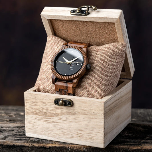 Bobo Bird Stylish Wooden Mens Watch Week And Date Display
