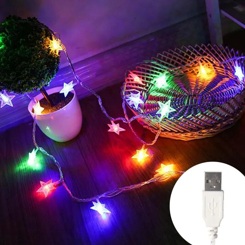 LED String Lights Outdoor Star Chain Lights Fairy Lights Christmas Decor
