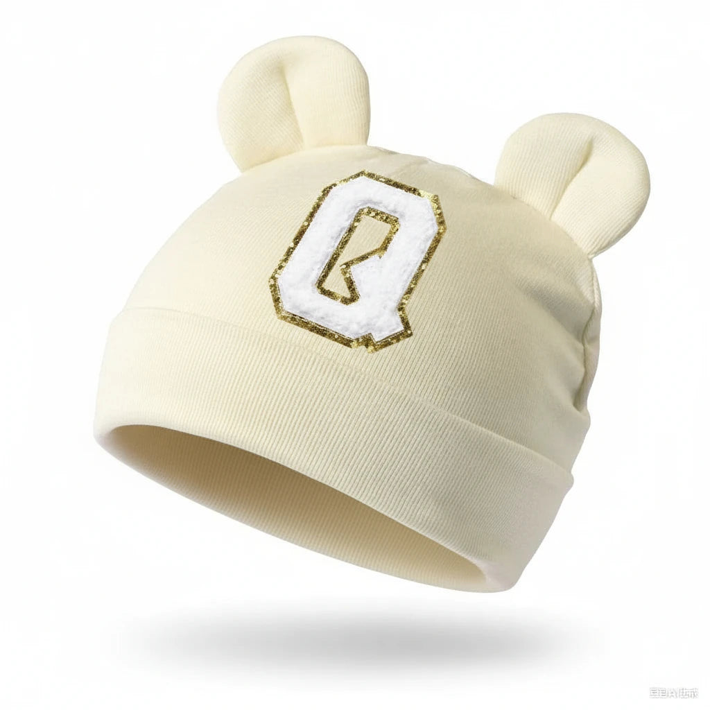 Children Warm Knitted Hat Baby Pink Lettered Unisex Soft Indoor Outdoor