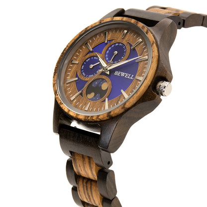 Custom Engraved Wooden Watch For Men Day Night Pattern Gift