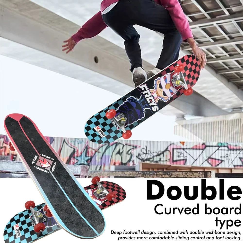 30 Inch Double Kick Skateboard For Teens And Beginners High Quality Wood Deck