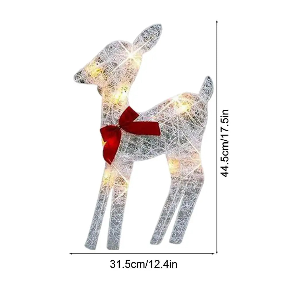 Led Light Iron Art Elk Deer Lighted Christmas Glow Reindeer Xmas Garden Decor