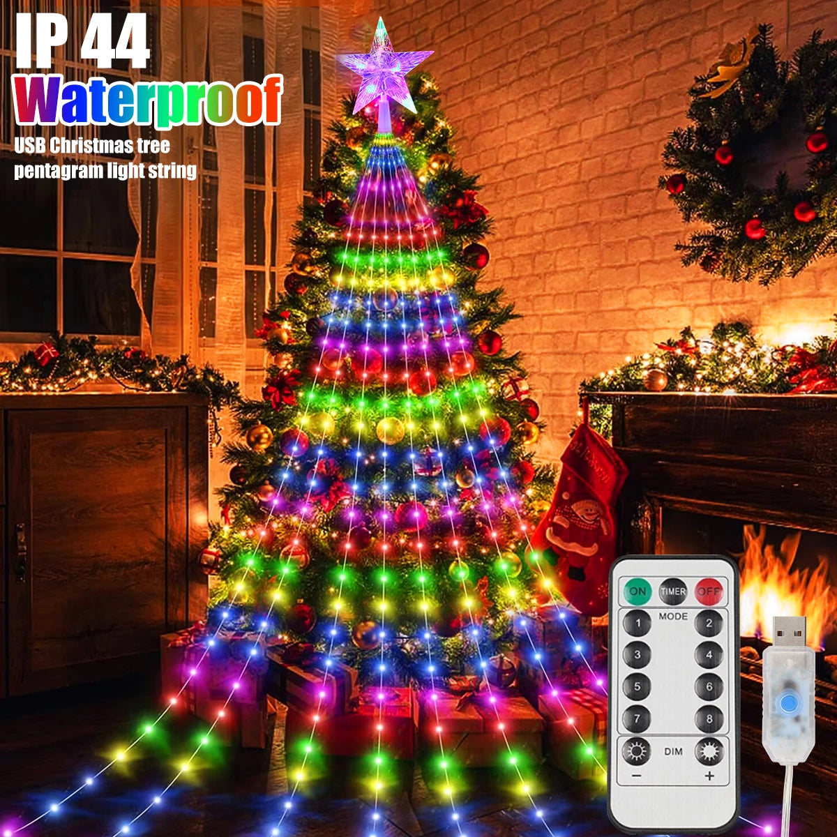 200 280 LED Star Waterfall Lights USB Powered With Remote Control 8 Modes
