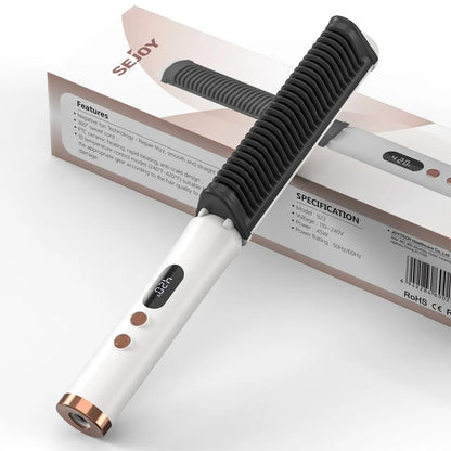 Hair Straightening Comb 240 to 420 F Negative Ion Ceramic Heating 360 Rotating