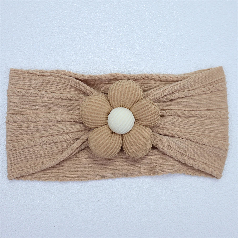 Newborn Baby Flower Nylon Headband For Girls Turban Style Hair Accessories