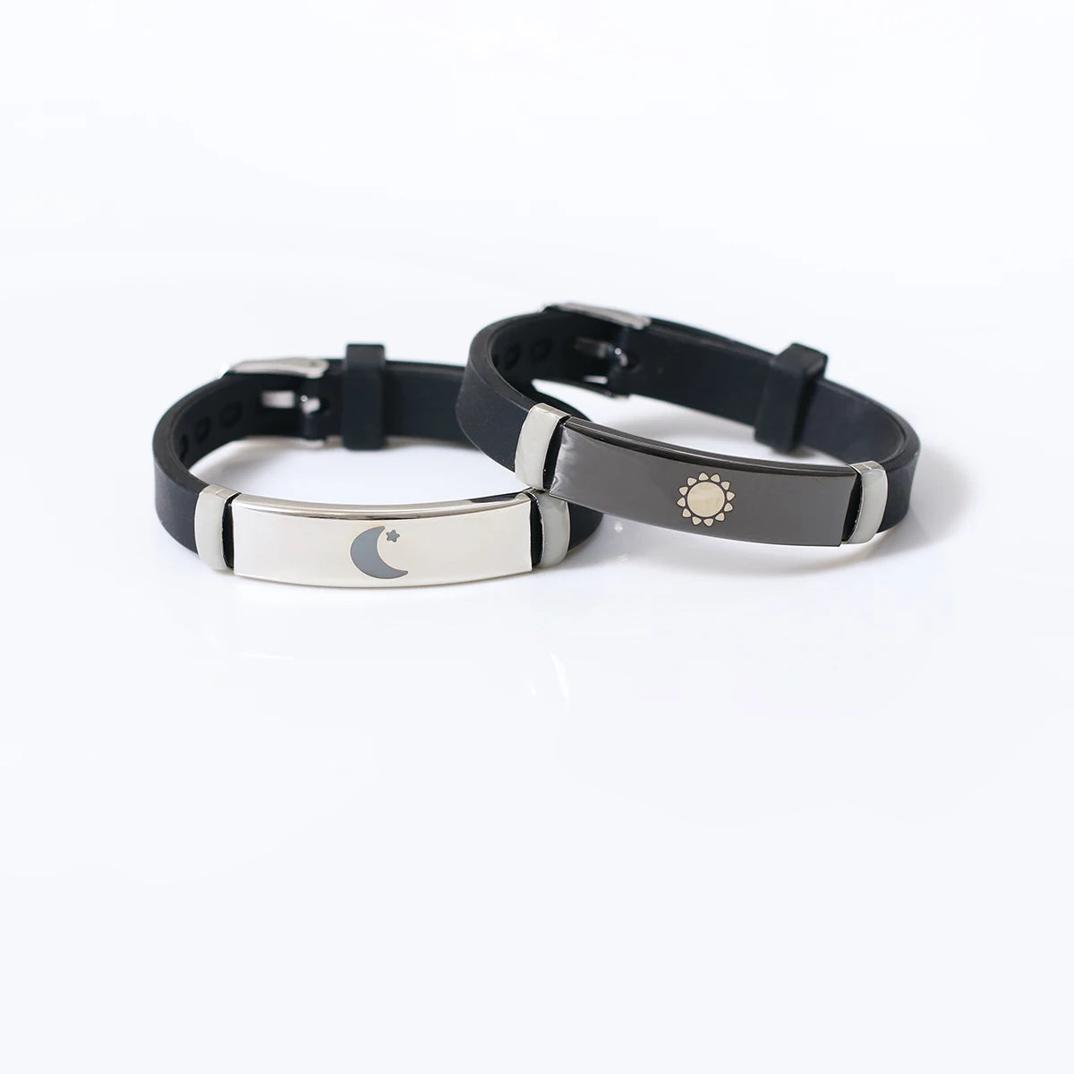 Sun Moon Stars Silicone Couple Bracelets 2 Piece Set
