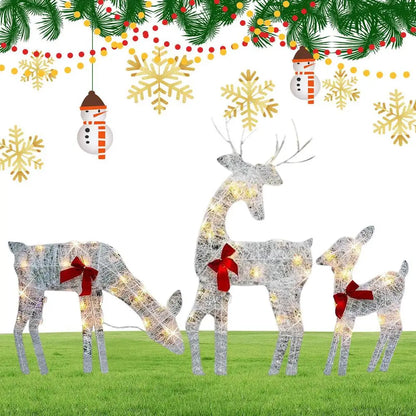 Led Light Iron Art Elk Deer Lighted Christmas Glow Reindeer Xmas Garden Decor