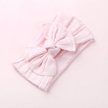 Solid Nylon Bow Headbands for Baby Girls Soft Wide Turbans Hair Accessories
