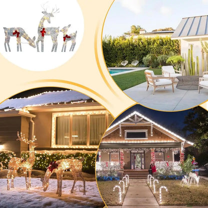 Led Light Iron Art Elk Deer Lighted Christmas Glow Reindeer Xmas Garden Decor