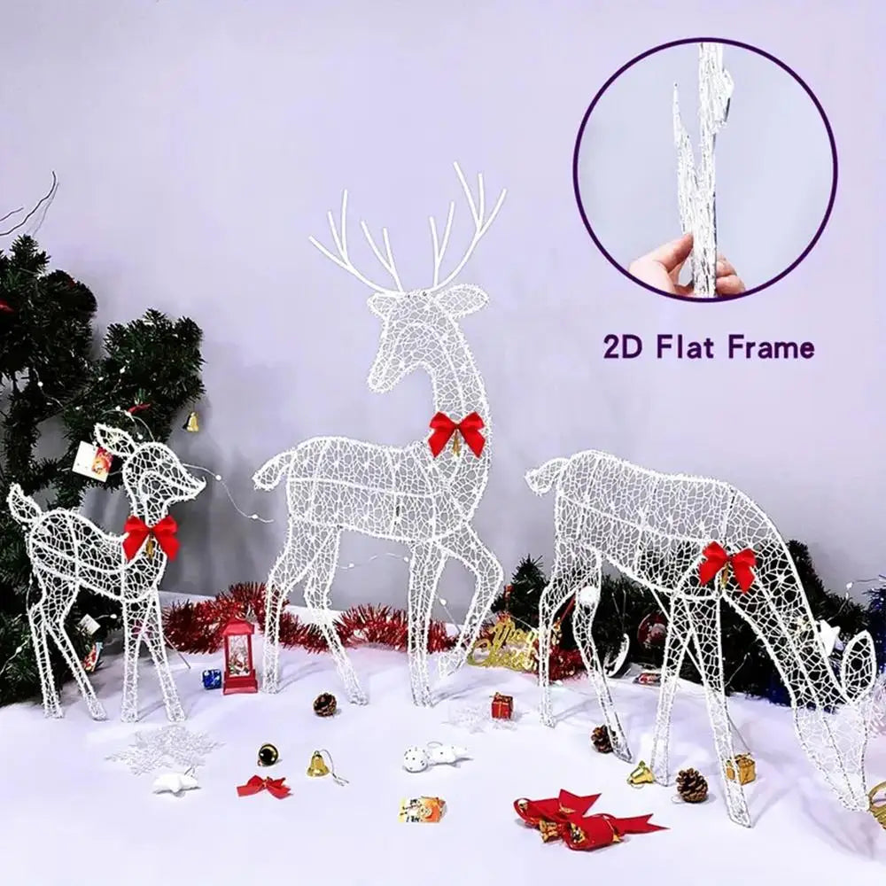 Led Light Iron Art Elk Deer Lighted Christmas Glow Reindeer Xmas Garden Decor