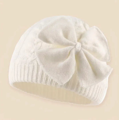 Baby Knit Hat With Large Bow For Girls And Boys Soft Stretchy Winter Beanie