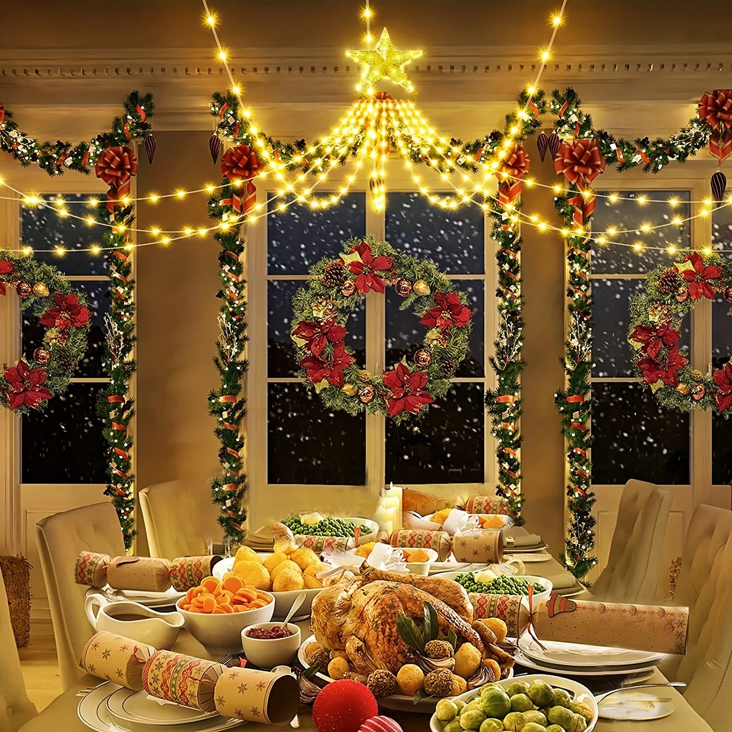 200 280 LED Star Waterfall Lights USB Powered With Remote Control 8 Modes