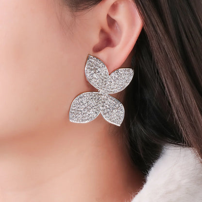 4 Piece Butterfly Flower Collar Necklace Earring Ring Set Rhinestone Jewelry For Women Bridal Open Choker Wedding