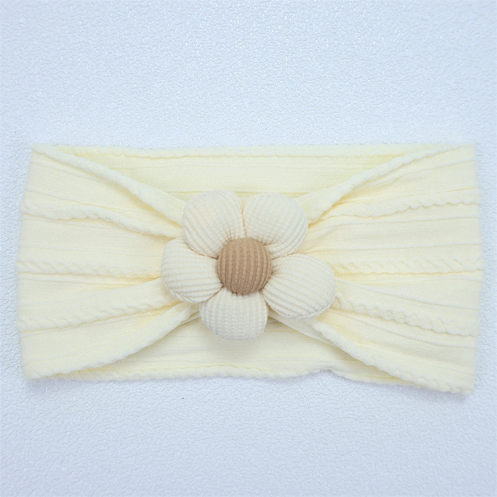 Newborn Baby Flower Nylon Headband For Girls Turban Style Hair Accessories