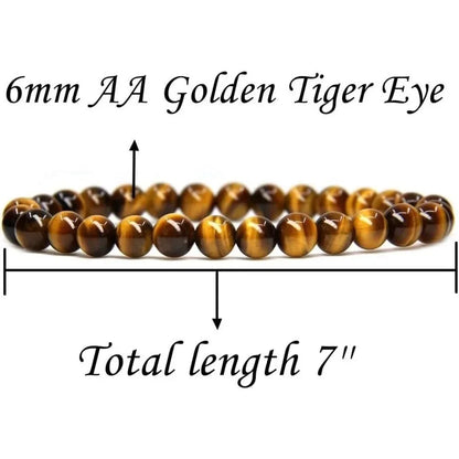 Tiger Eye Elastic Bracelet Handmade Natural Gemstone Jewelry Gift For Women