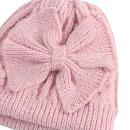 Baby Knit Hat With Large Bow For Girls And Boys Soft Stretchy Winter Beanie