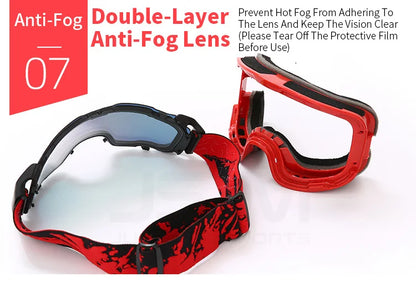 JSJM Double Layer Anti Fog Ski Goggles UV400 Protection for Snowboard Snowmobile