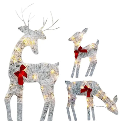 Led Light Iron Art Elk Deer Lighted Christmas Glow Reindeer Xmas Garden Decor