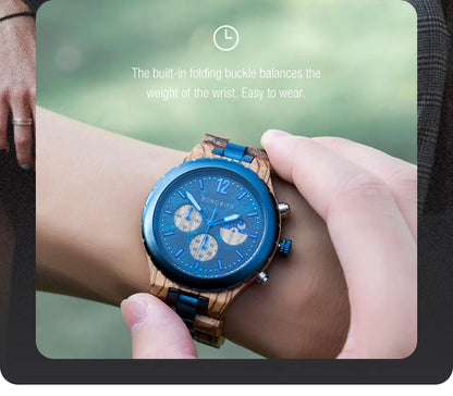 BOBO BIRD Wood Watch Men Chronograph Quartz Timepiece
