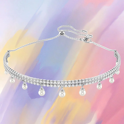 Elegant Heart Shaped Jewelry Set Necklace Earrings Bracelet With Zircon Stones And Pearls For Special Occasions