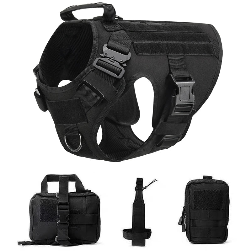 Military Tactical Dog Harness Vest And Leash Set For All Breeds Training