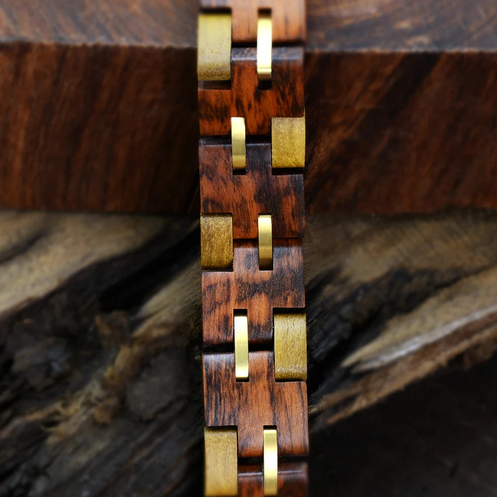 Wooden Bracelets for Men Stainless Steel Link Chain Jewelry