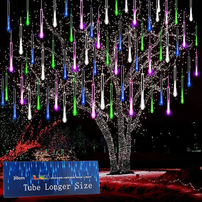 8 Tubes LED Meteor Shower Lights Outdoor Solar Fairy String Christmas Yard Decor