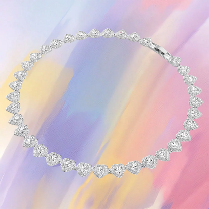 Elegant Heart Shaped Jewelry Set Necklace Earrings Bracelet With Zircon Stones And Pearls For Special Occasions