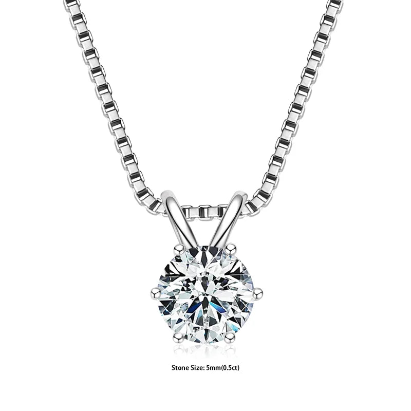 RAPRGOLD Certified Moissanite Pendant Necklace 0.5 To 5ct S925 Sterling Silver