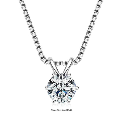 RAPRGOLD Certified Moissanite Pendant Necklace 0.5 To 5ct S925 Sterling Silver
