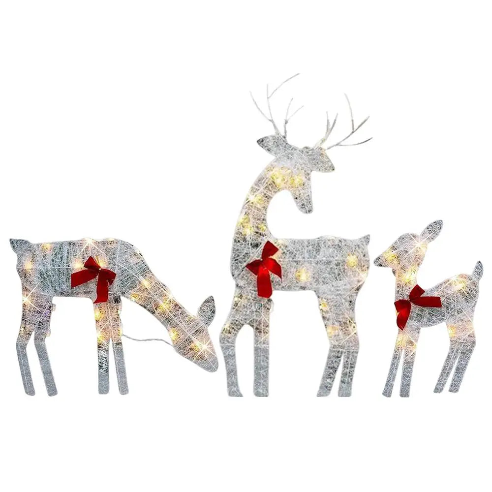 Led Light Iron Art Elk Deer Lighted Christmas Glow Reindeer Xmas Garden Decor