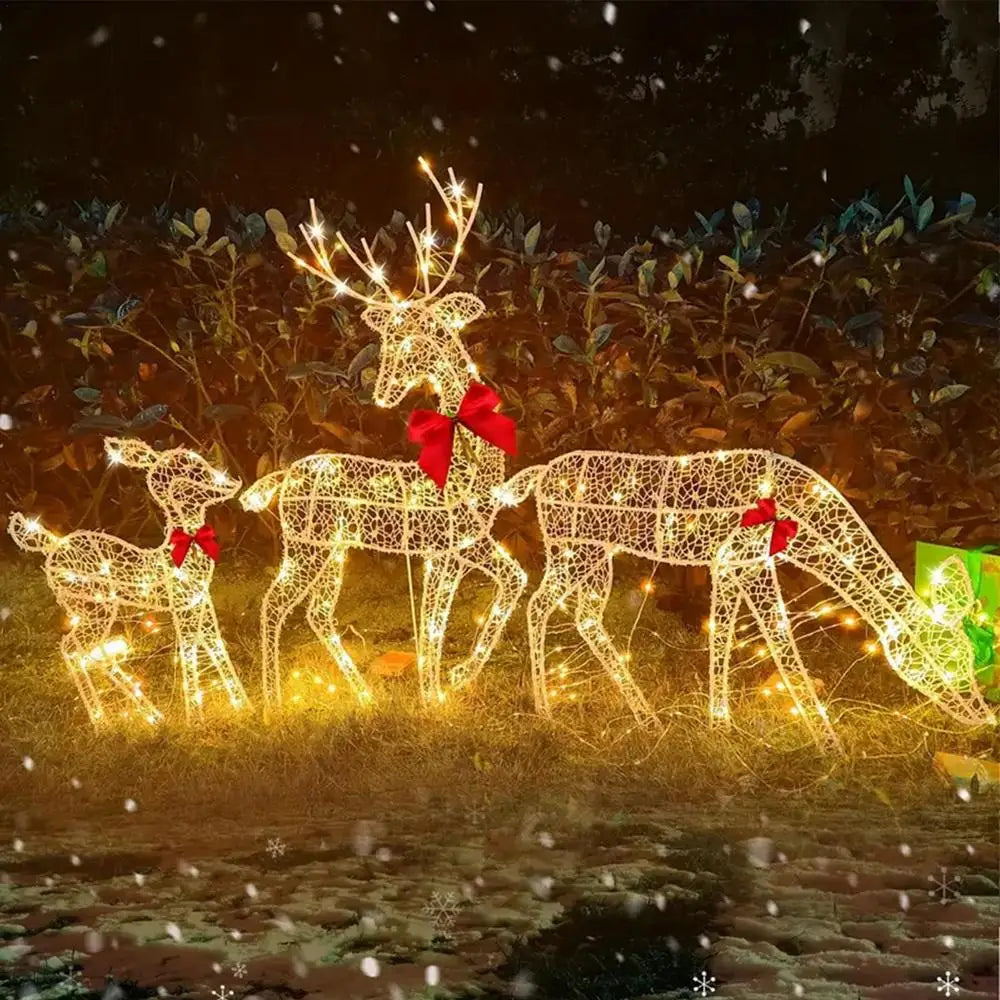 Led Light Iron Art Elk Deer Lighted Christmas Glow Reindeer Xmas Garden Decor